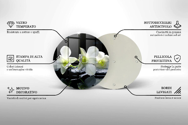 Üveg vágódeszka Fehér virágok a zen vízben