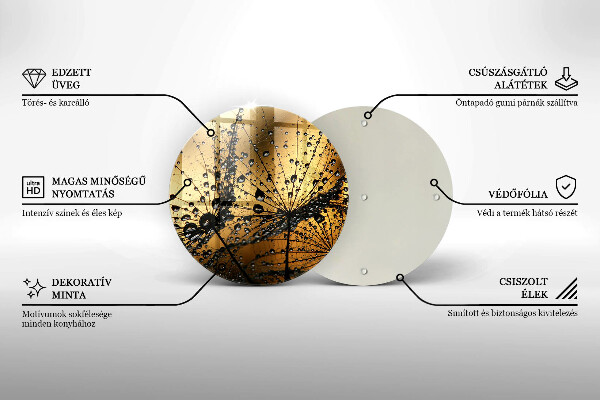 Üveg vágódeszka Harmat és pitypang