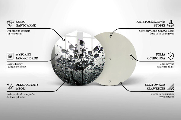Üveg vágódeszka Pitypang és harmat