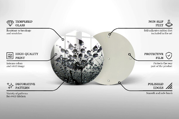 Üveg vágódeszka Pitypang és harmat