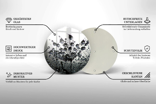 Üveg vágódeszka Pitypang és harmat