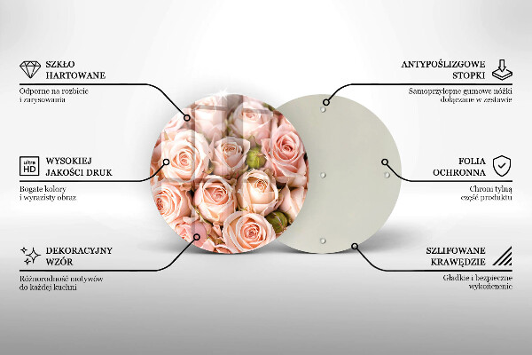 Üveg vágódeszka Csokor finom rózsa