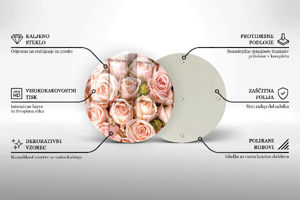 Üveg vágódeszka Csokor finom rózsa