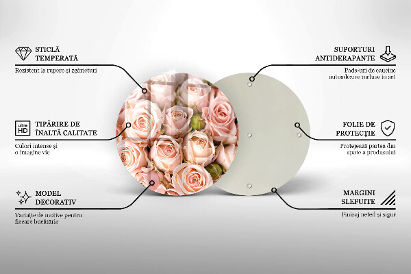 Üveg vágódeszka Csokor finom rózsa