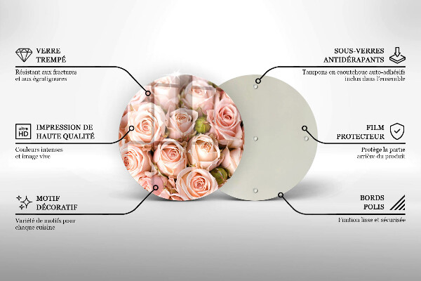 Üveg vágódeszka Csokor finom rózsa