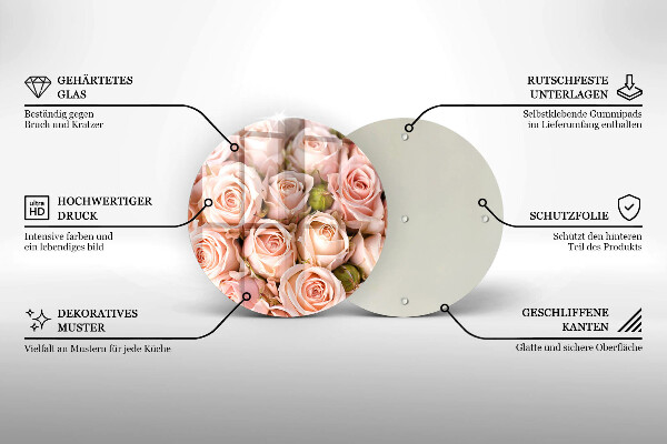 Üveg vágódeszka Csokor finom rózsa