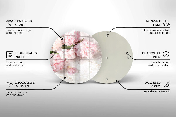 Üveg vágódeszka Finom rózsa virágok