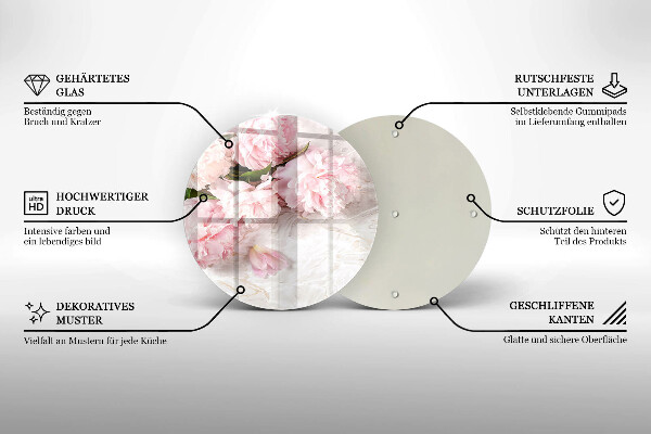 Üveg vágódeszka Finom rózsa virágok
