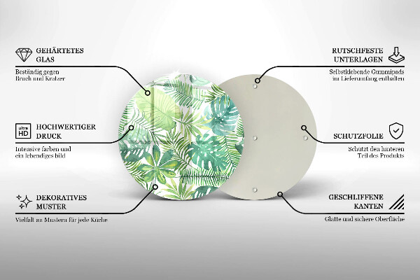 Üveg vágódeszka Akvarell boho levelek