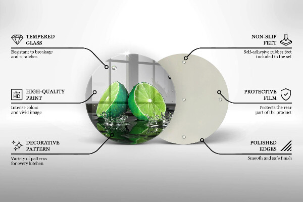 Üveg vágódeszka Lédús lime és víz