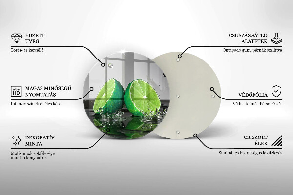 Üveg vágódeszka Lédús lime és víz