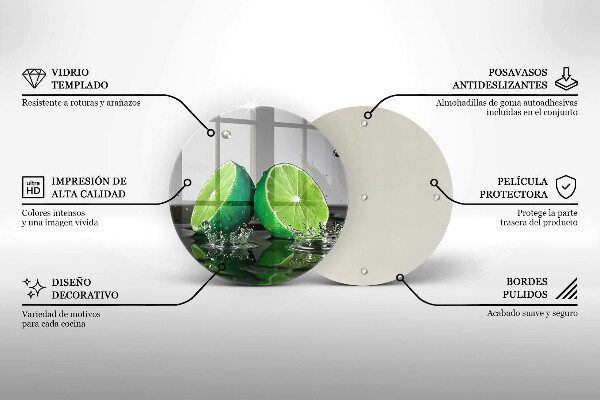 Üveg vágódeszka Lédús lime és víz