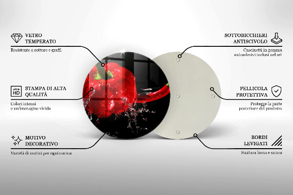 Üveg vágódeszka Piros paprika vízben