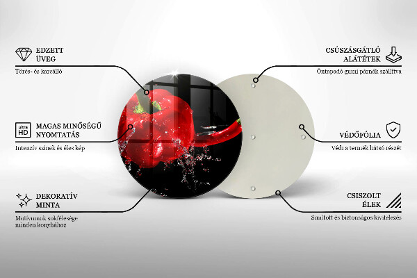 Üveg vágódeszka Piros paprika vízben