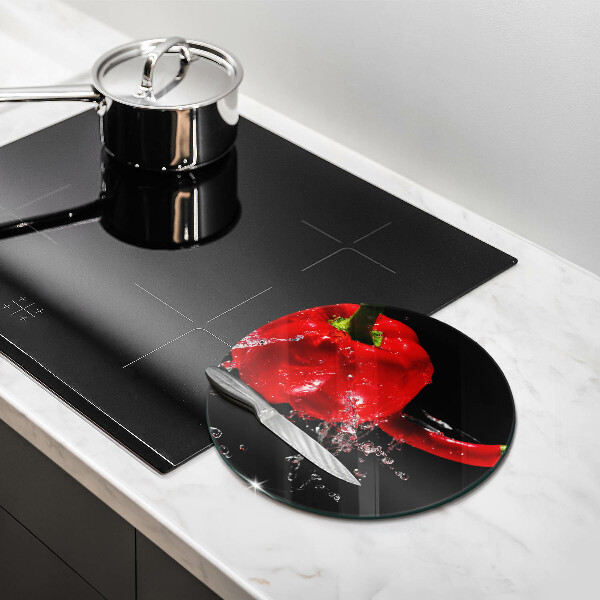 Üveg vágódeszka Piros paprika vízben