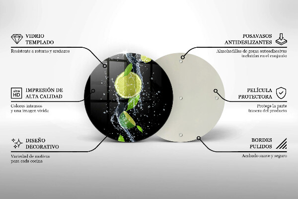 Üveg vágódeszka Lédús lime vízben