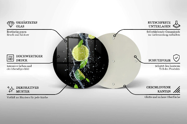 Üveg vágódeszka Lédús lime vízben