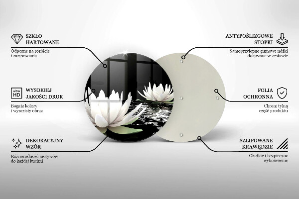 Üveg vágódeszka Fehér liliomok a vízen