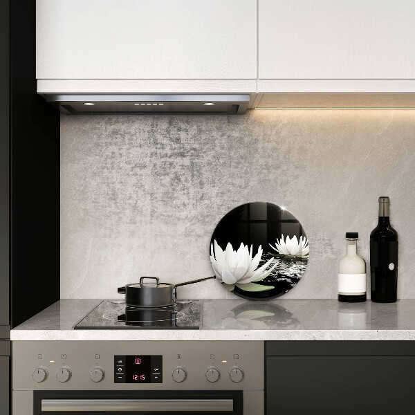 Üveg vágódeszka Fehér liliomok a vízen