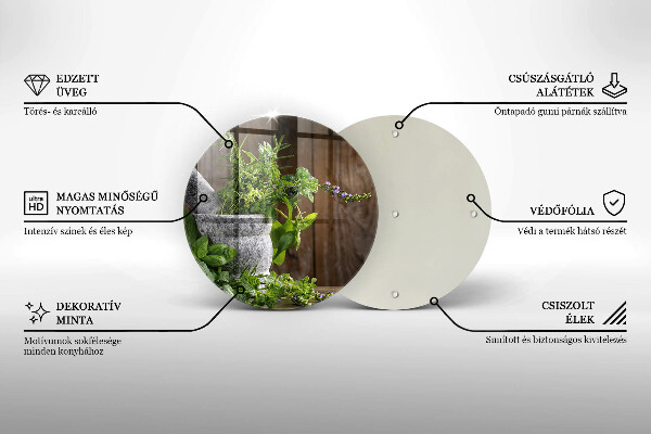 Üveg vágódeszka Gyógynövényeket és fát ültet