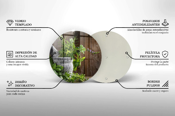 Üveg vágódeszka Gyógynövényeket és fát ültet