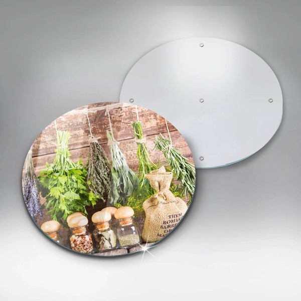 Üveg vágódeszka Gyógynövények fűszerek és fa