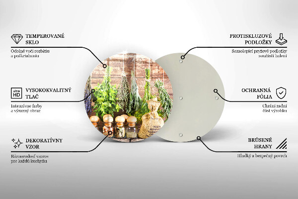 Üveg vágódeszka Gyógynövények fűszerek és fa