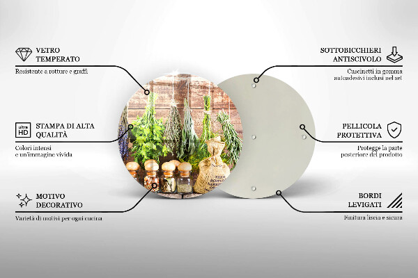 Üveg vágódeszka Gyógynövények fűszerek és fa