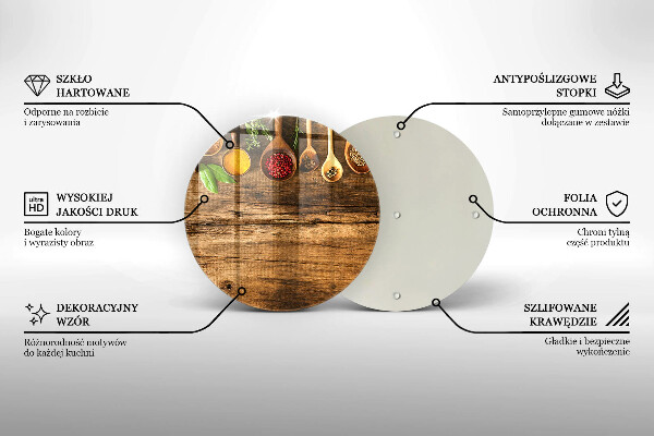 Üveg vágódeszka Fakanál fűszerek