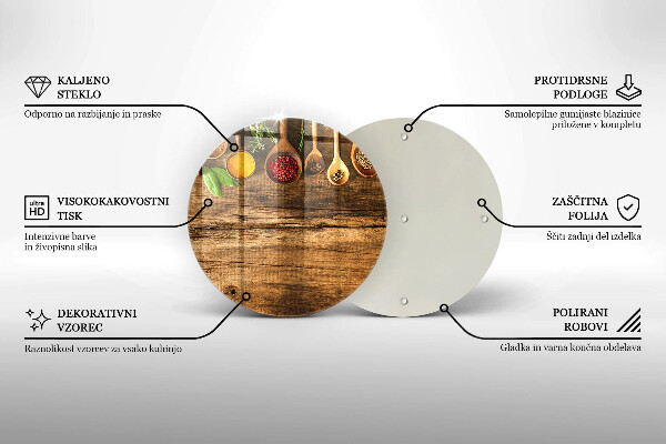 Üveg vágódeszka Fakanál fűszerek