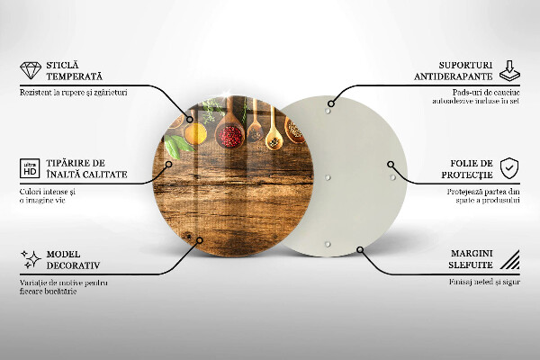 Üveg vágódeszka Fakanál fűszerek