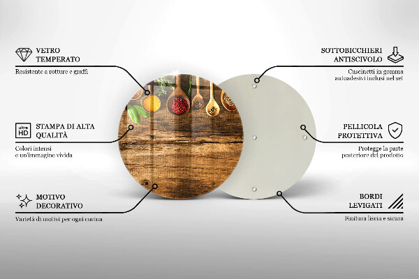 Üveg vágódeszka Fakanál fűszerek