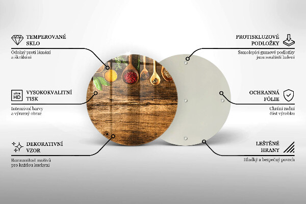 Üveg vágódeszka Fakanál fűszerek