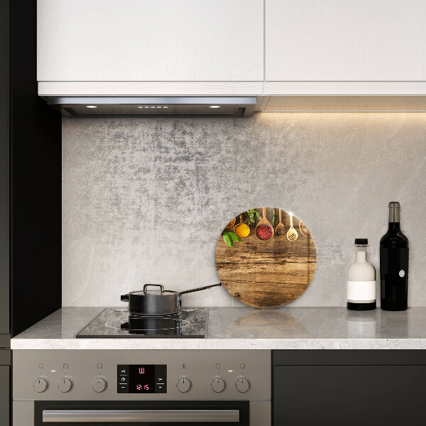 Üveg vágódeszka Fakanál fűszerek