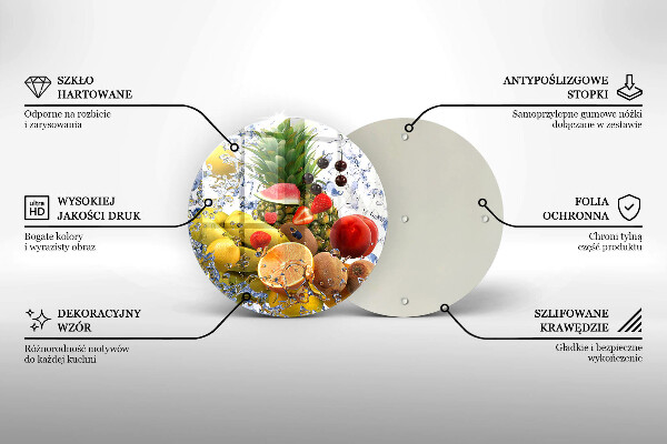 Üveg vágódeszka Lédús gyümölcs és víz