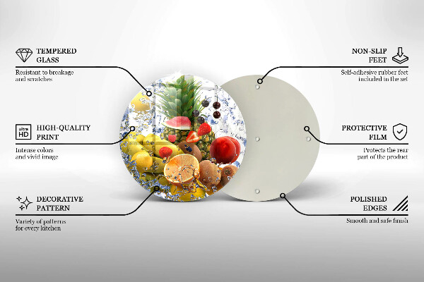 Üveg vágódeszka Lédús gyümölcs és víz