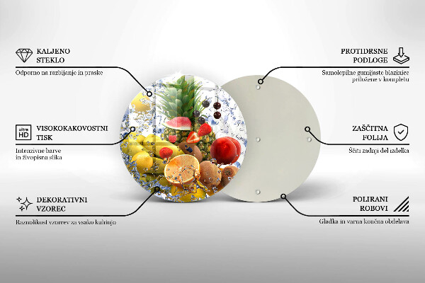 Üveg vágódeszka Lédús gyümölcs és víz