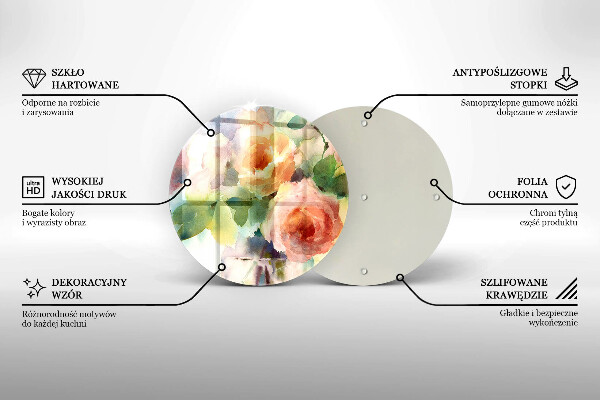 Üveg vágódeszka Festett virágok