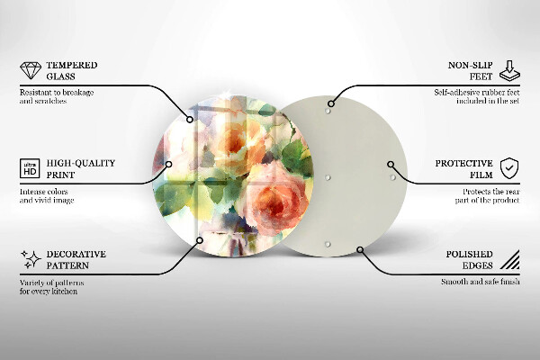 Üveg vágódeszka Festett virágok