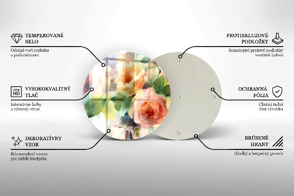 Üveg vágódeszka Festett virágok