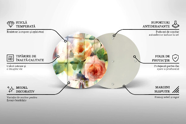 Üveg vágódeszka Festett virágok