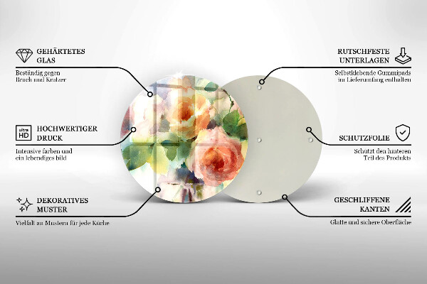 Üveg vágódeszka Festett virágok