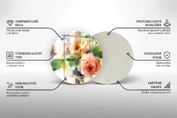 Üveg vágódeszka Festett virágok