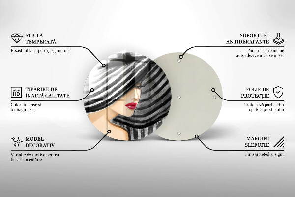 Üveg vágódeszka Nő kalapban