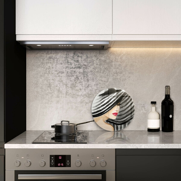 Üveg vágódeszka Nő kalapban