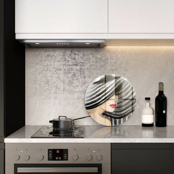 Üveg vágódeszka Nő kalapban