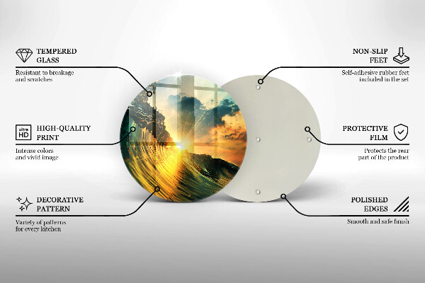 Üveg vágódeszka Hullám és naplemente