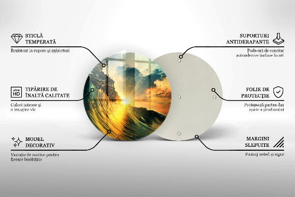 Üveg vágódeszka Hullám és naplemente