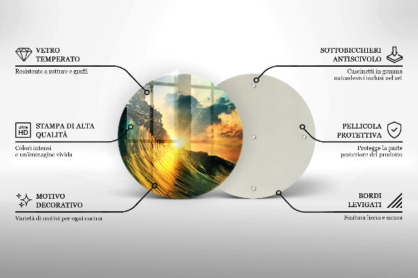 Üveg vágódeszka Hullám és naplemente