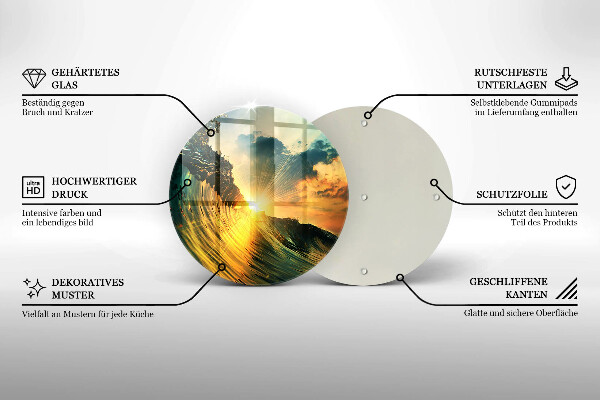 Üveg vágódeszka Hullám és naplemente